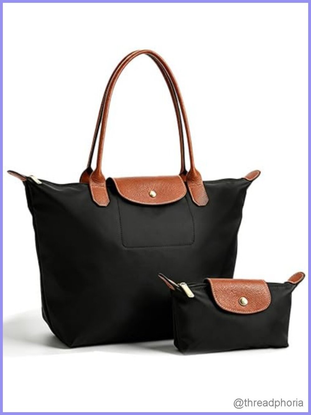 2PC Nylon Tote Bag Set Top-Handle Large Capacity Work Travel Purse